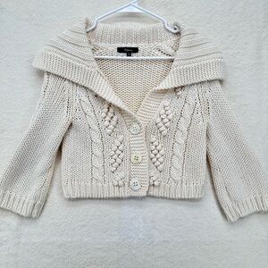 Vintage Y2K Express Cream Cable Knit Cropped Cardigan